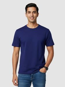 T-shirt uni en coton à col rond, style streetwear, avec impression numérique, séchage rapide et respirant - Product Image 1