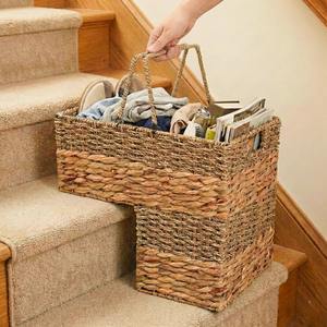 Panier de rangement en herbe de mer et jacinthe d'eau fait main pour escalier, vente en gros, écologique, fabriqué au Vietnam - Product Image 4