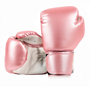 Gants de boxe d'entraînement en cuir rose, à doigts entiers, avec fermeture auto-agrippante, sangle de poignet réglable, respirants, légers, logo personnalisable - Product Image 2