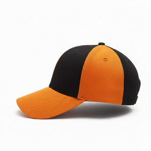 Casquette de baseball unie premium orange et noire 100 % coton réglable avec fermeture snapback pour hommes et femmes – Casquette de baseball vierge personnalisable en gros - Product Image 3