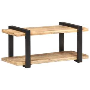 Mueble para TV de 35.4 Pulgadas con Madera de Mango Natural Negra Rugosa y Hierro, Soporte para TV de Madera Natural Único - Product Image 1