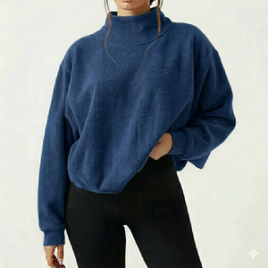 2026 Custom Front Solid Casual High Quality Women's Mockneck Long Sleeve Sweatshirt Anti-Wrinkle Breathable Quick Dry Winter - Product Image 6