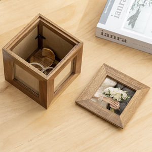 Mygift mộc mạc Acacia gỗ bóng hộp khung ảnh 2026 phả<span class=keywords><strong>i</strong></span>-mua trang trí nộ<span class=keywords><strong>i</strong></span> thất & đồ lưu niệm lưu trữ thiết kế vuông - Product Image 1