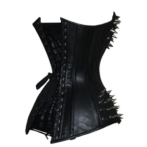 COSH <b>CORSET</b> Overbust Steelboned Firm Control Black Leather Lace Body Shaping Steampunk <b>Gothic</b> <b>Corset</b> - Product Image 3