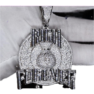 Personalizado Vvs Allah diamante Iced Out letra nombre colgante hombres Hip Hop estilo 925 Plata Baguette diamantes cadena cubana colgante - Product Image 3