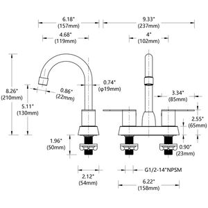 Matt Black & Brushed Nickel 2 Handles RV Bathroom Faucet Centerset for 3-Hole Premium Parts & Accessories - Product Image 6