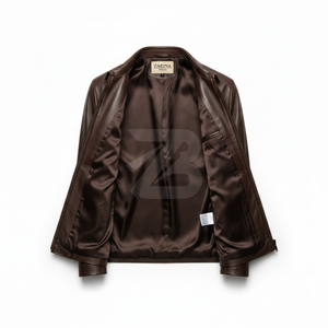 Custom Brand Men's Genuine Leather Motorcycle <b>Jacket</b> Dark Brown Office <b>Smart</b> Casual Zip-Up Minimal Design Waterproof Breathable - Product Image 3