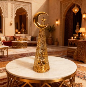 เตาเผาเครื่องหอมทรงกรวยโลหะสุดหรูสำหรับพิธีกรรมทางศาสนา |   เตาเผาบัคฮูร์โกลด์สตาร์ ท็อป |   น้ำหอมโมเดิร์นซัมเมอร์อูดและที่วางน้ำหอม - Product Image 4