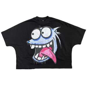 เสื้อยืดโอเวอร์ไซส์ลายกราฟิกสำหรับผู้ชาย พิมพ์ลายหน้าการ์ตูนสุดเก๋ แขนสั้น คอกลม สไตล์สตรีทแวร์ ฮิปฮอป ลำลอง ทรงหลวม ผ้าฝ้าย - Product Image 2
