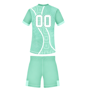 Conjunto de Camiseta y Pantalones Cortos de Rugby Verde Menta y Blanco, Cuello en V, Diseño Geométrico, Uniforme de Equipo Personalizado, Transpirable, para Entrenamiento Deportivo - Product Image 2