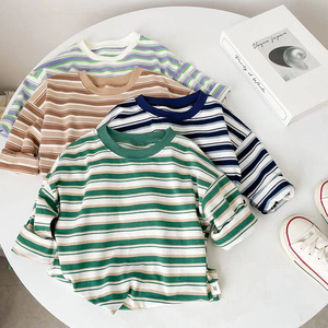 Wholesale 100% Cotton O-neck Blank Kids t Shirt Striped <b>Tshirt</b> for Kid Baby <b>Tshirts</b> With Stripes - Product Image 5