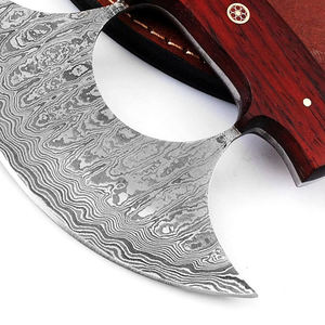 Couteau à pizza industriel en acier Damas de haute qualité, personnalisable avec logo, antidérapant, manche en bois, support OEM - Product Image 6
