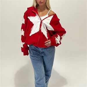 Sweatshirts à capuche zippés pour femmes, style Y2K, patchwork graphique, coupe oversize, esthétique preppy goth, qualité supérieure internationale - Product Image 3