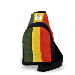 Sac bandoulière pour femme 100% chanvre, style bohème, avec motif rayé, fermeture éclair, doublure en polyester, tricolore - Product Image 1