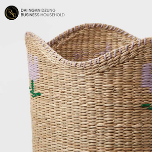 Round Woven Seagrass <b>Foldable</b> Vintage Handmade Storage <b>Basket</b> for Home Organization - Product Image 2