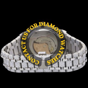 Reloj de Pulsera Exclusivo para Hombre, con Diamantes Moissanite, Esfera Redonda de Oro Blanco, Números Arábigos, Estilo Hip Hop, Personalizado - Product Image 4