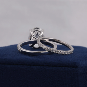 Oval Cut <b>Diamond</b> Engagement <b>Ring</b> Women's Platinum Prong Setting Pave Band Classic Style IGI Certified - Product Image 2
