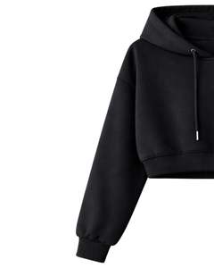 Ensemble short et sweat à capuche court noir pour femme, imprimé papillon, tenue décontractée deux pièces en molleton de coton, vêtements de détente, fabricant en gros - Product Image 3