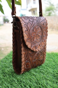 Funda de teléfono hecha a mano Patrón elegante Fundas de teléfono de cuero genuino real Fundas de teléfono móvil de alta calidad vintage personalizadas - Product Image 3