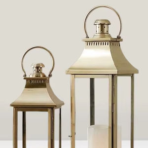 Handmade Factory Bulk Selling Metal & Glass <b>Lantern</b> <b>Set</b> of 2 With Gold Finish Candle <b>Lantern</b> for Outdoor & Home Decor Customized - Product Image 1