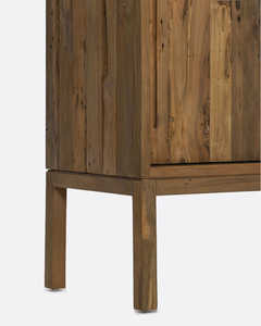 Armoire de rangement en teck massif minimaliste moderne, finition rustique naturelle, porte coulissante, écologique, durable, pour salon - Product Image 6