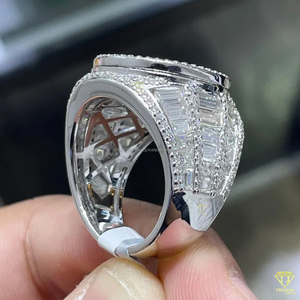 Iced Out Moissanite Diamond Oval Ring For Men Luxury Statement Jewelry - Product Image 6