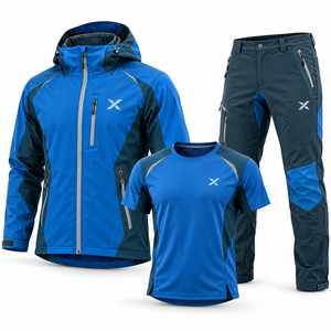 Vêtements personnalisés pour équipes de randonnée, clubs et groupes de plein air |   Bleu Alpin Profond d'été, six variations de couleur |   Vêtements de randonnée pour hommes | - Product Image 1