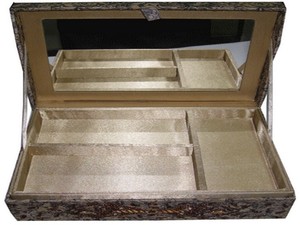 Handmade Eco-Friendly <b>Rectangular</b> Embroidered Wood Gift Box Brocade Floral Design Zari Fancy Designer Brass Inlay Home - Product Image 4