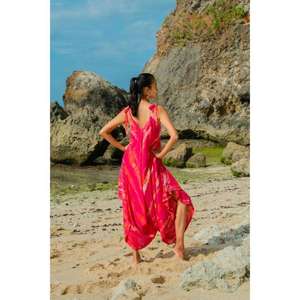 Mono de Rayón Rosa Tie Dye Estilo Boho para Mujer, Holgado, Sin Mangas, para Vacaciones en la Playa - Product Image 3