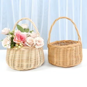 Panier cadeau en rotin tressé, prix le plus bas, paniers à fleurs, fleurs et cadeaux en gros, organisateur - Product Image 3