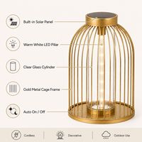 Lanterne LED solaire OEM en gros pour tombes, lanterne d'extérieur en métal doré, lampe de table de jardin LED en gros