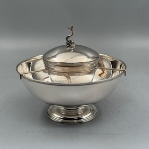 Silver Peacock Design Pedestal Serving Bowl, Elegant Metal Centerpiece Bowl <b>for</b> Dining <b>Table</b>, Home Decor and Special Occasion - Product Image 1