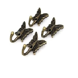 Crochets muraux papillon vintage en laiton, patères décoratives en fer forgé pour portes ou murs, lot de 4, résistantes à la rouille, design sculpté - Product Image 1