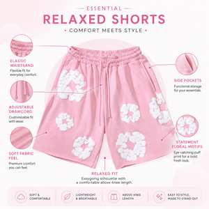 2026 Custom Pink Puff Print <b>Men</b> Sweat <b>Shorts</b> High Quality Cotton Streetwear Fleece Graphic <b>Shorts</b> Oversized Casual Summer <b>Shorts</b> - Product Image 6