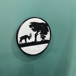 Modern Deer Tree Wall Mirror Round <b>Metal</b> <b>Frame</b> Decorative Wall Hanging Mirror Home Decor Wall Art - Product Image 3