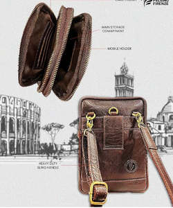 Bolso Bandolera de Cuero para Hombre, con Hebilla con Logotipo, Cierre de Cremallera, Ligero, Pequeño, para Uso Diario en Todas las Estaciones - Product Image 5