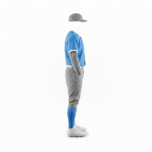 Uniforme de baseball personnalisé pour homme, bleu gris, manches longues, pantalon, jersey respirant, séchage rapide, antibactérien, polyester, toutes saisons, adulte - Product Image 3