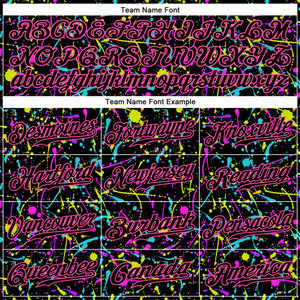 เสื้อเบสบอลลายกราฟฟิตีแบบกำหนดเอง สีดำชมพู ลายสาดสีนีออน 3 มิติ ของแท้ สตรีทแวร์ ทรงโอเวอร์ไซส์ ฮิปฮอป สปอร์ตแวร์ - Product Image 6