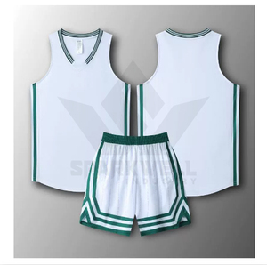 Custom Basketball Uniform Set <b>Light</b> Blue V-<b>Neck</b> Sleeveless Moisture Wicking 100% Polyester Unisex Adult Sportswear - Product Image 2