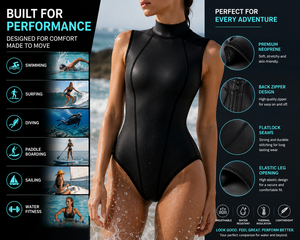 Combinaison de surf en néoprène personnalisée pour femmes, ensemble 2 pièces à manches longues pour la plongée, protection UV, respirant à l'avant, vente en gros OEM - Product Image 5