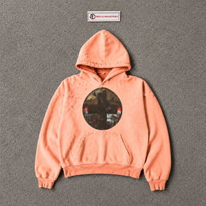 Sudadera de Forro Polar Grueso de Primera Calidad para Hombre, con Estampado Gráfico Cruzado, Estilo Oversize, Lavado Peach, Ropa Casual Urbana - Product Image 5