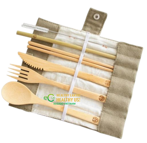 ECO2GO VIETNAM Ensemble de couverts en bambou 100% non toxique, biodégradable, respectueux de l'environnement, design simple, résistant à la chaleur, sûr pour la santé, pour l'extérieur - Product Image 2