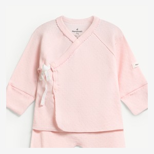 Ensemble 2 pièces en coton jacquard à manches longues et boutons-pression pour bébé fille, avec chaussons intégrés, nouveau-né, ODM Vietnam - Product Image 3