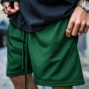 Shorts en maille pour hommes à prix bas, séchage rapide, 100 % polyester, jaune doré, vente en gros, shorts en maille double couche, fabrication - Product Image 4