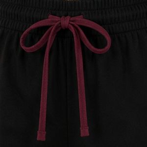 Burgundy And Black Women <b>Two</b> <b>Piece</b> Shorts <b>Set</b> Square Neck Button Top Floral Print Contrast Trim Casual Summer Cotton <b>Lounge</b> Wear - Product Image 5
