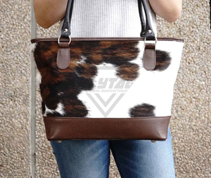 Bolso Tote de Cuero Genuino con Pelo de Vaca, Hecho a Mano, Bolso de Hombro de Piel de Vacuno, Duradero, Elegante, Accesorio de Moda de Lujo, Fabricante - Product Image 3