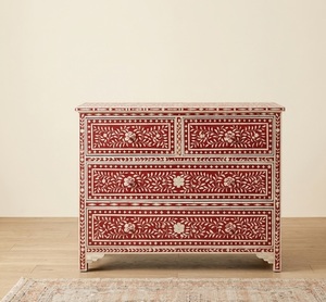 Mueble de Salón con Incrustaciones de Hueso, Cajones con Patrón Floral, Aparador, Armario de Almacenamiento, Muebles Personalizados para el Hogar - Product Image 1