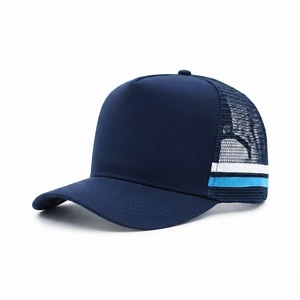 Unisex <b>Navy</b> Mesh Trucker <b>Hat</b> 6-Panel Adjustable Snapback Casual Outdoor Fashion Spring Summer Breathable Contrast Color Design - Product Image 4