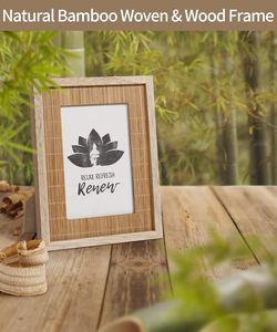 Photo <b>Frames</b> Wooden <b>4x6</b> Picture <b>Frames</b> Boho with Bamboo Glass & Hooks, Funky Simple for Postcards Pressed Flowers Wall - Product Image 3