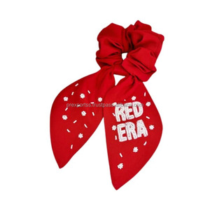 Kansas City con cuentas Scrunchie con cola juego día pelo lazo elástico Cola de Caballo titular con bordado bufanda para fútbol Cheer Spirit - Product Image 5